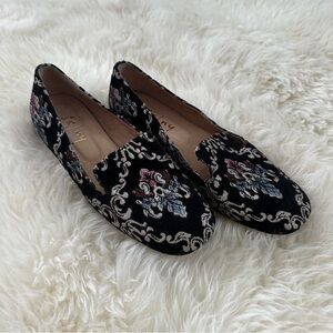 French Sole fs/ny Celeste Black Jacquard Embroidered Loafers Leather Spain